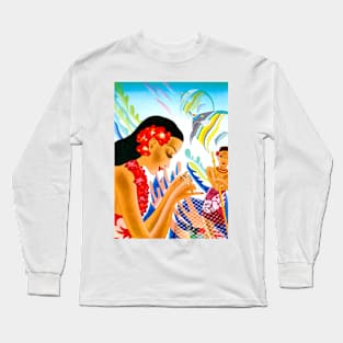 Woman Wearing Flowers, Island Vacation & Holiday 1930s Long Sleeve T-Shirt